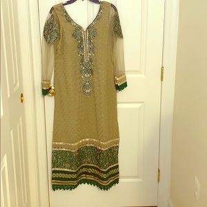 Green & gold kurta